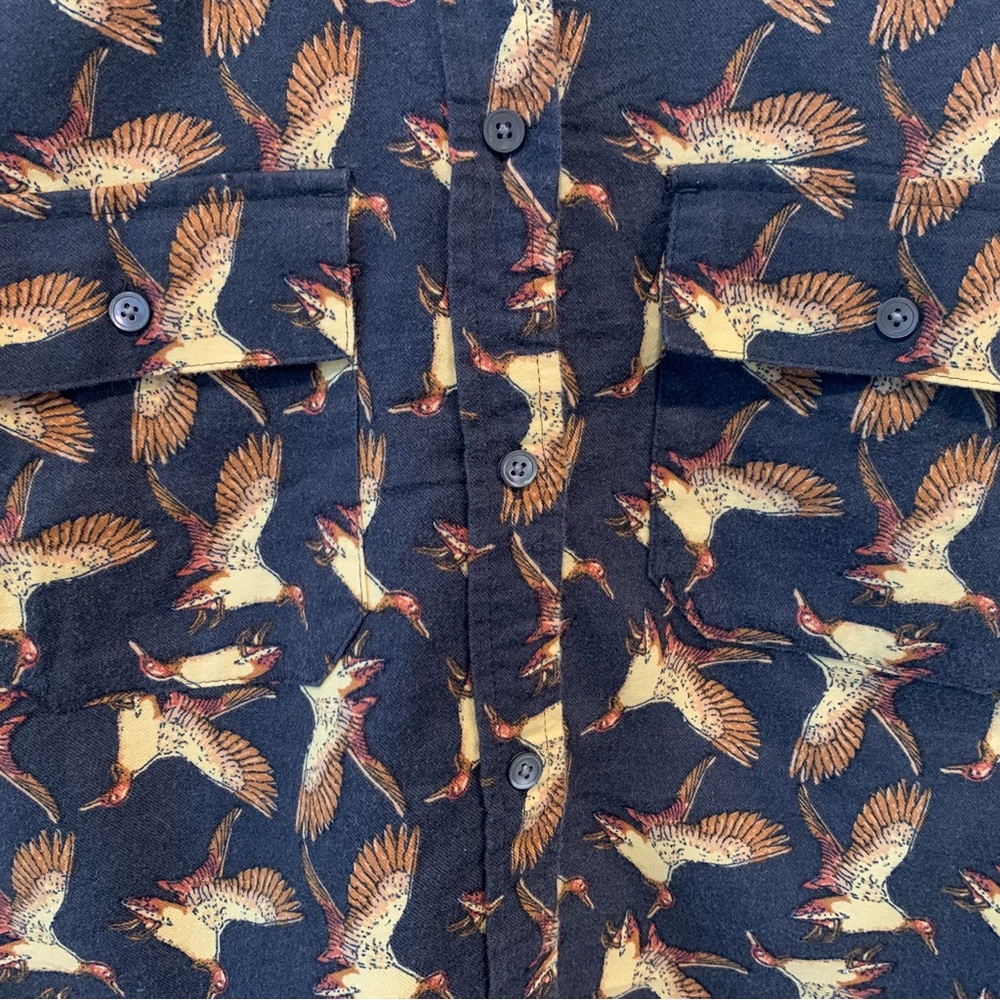 L.L. Bean Black Button-Down Shirt with Gold Bird Print - Picture 5 of 12